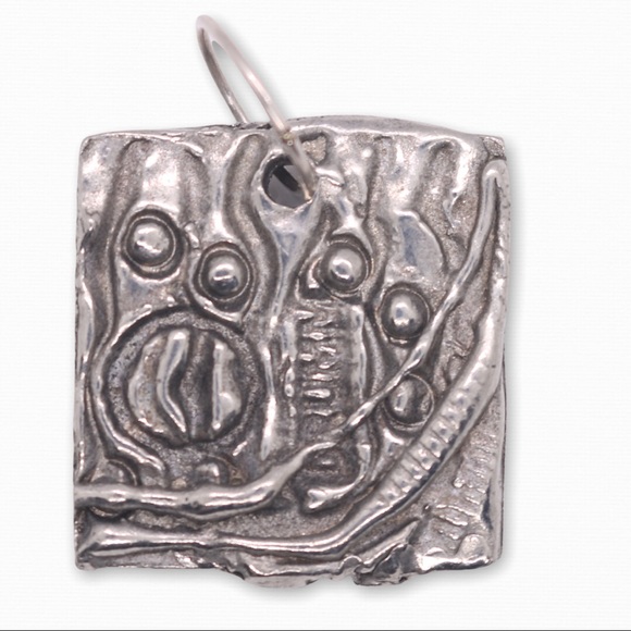 Unique Silver Necklaces 2 Hand Crafted Pendants Ornate Star & Square Abstract - Picture 3 of 8